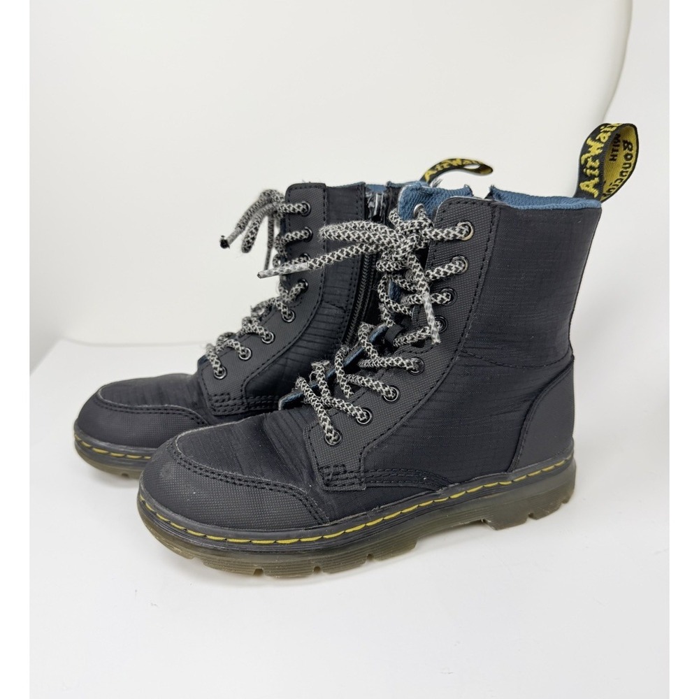 Dr. Martens Combs Cap Junior Youth Size 1 Black Lace Up Zip Eye Ankle Boots